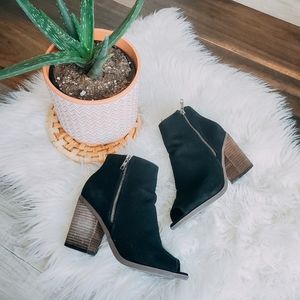 Call it spring peep toe booties
